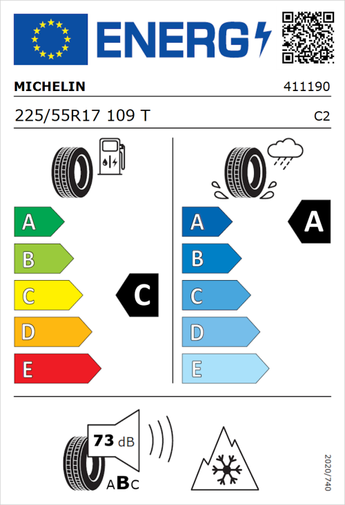 Tyre Label for Michelin Agilis CrossClimate 225/55R17 109T