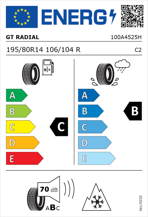 Tyre Label for GT Radial Maxmiler Pro 195/80R14 106/104R